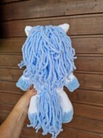 Personalized White Crochet horse with  blue nane Baby Shower Gift, Newborn Keepsake, Symbol of 2026 - Image 3