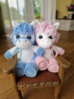 White horse with a gorgeous pink mane, Personalized crochet newborn gift, Symbol of 2026 - Image 4