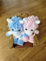 Personalized White Crochet horse with  blue nane Baby Shower Gift, Newborn Keepsake, Symbol of 2026 - Image 5