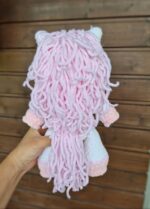 White horse with a gorgeous pink mane, Personalized crochet newborn gift, Symbol of 2026 - Image 3