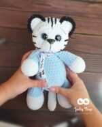 Personalised white tiger in blue pajamas- sleep guard