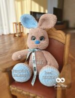 Brown and blue bunny Personalised gift for babyboy - Image 2