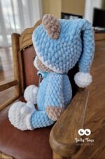 Sleepy teddy in blu pijama. Personalised toy - Image 3