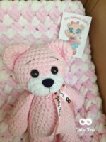 Pink / white set: named teddy and baby blanket - Image 3