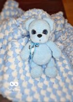 Blue set: teddy with sparkle eyes and baby blanket - Image 7