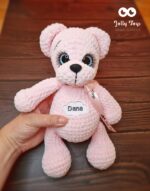 Pink teddy bear, name gift, bear
