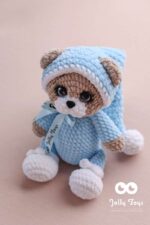 Sleepy teddy in blu pijama. Personalised toy - Image 2