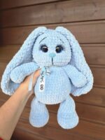 NEW! Large blue bunny with birth details. Personalised newborn gift