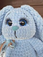 NEW! Large blue bunny with birth details. Personalised newborn gift - Image 2