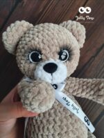Brown teddy bear. Personalised toy. Gender-neutral bear with birth data