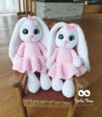White/pink bunny girl Personalized crochet rabbit - Image 2