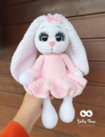 White/pink bunny girl Personalized crochet rabbit
