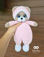 A teddy bear in a pink pajama Personalised babyshhower giftidea - Image 3