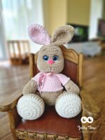 Bunny with mismatched ears in a pink sweater – Personalized newborn gift - Image 2