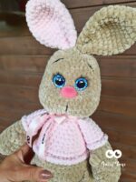 Bunny with mismatched ears in a pink sweater – Personalized newborn gift - Image 3