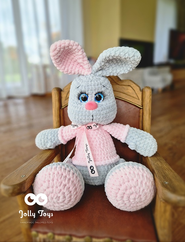 1000075889 Bunny with mismatched ears in a pink sweater. Personalized newborn gift - Image 2