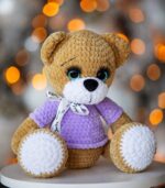 Personaliseeritud karu lillas särgis Nimeline katsikukingitus