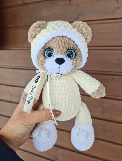 Personaliseeritav karu piimvalges pidžaamas kaisuloom